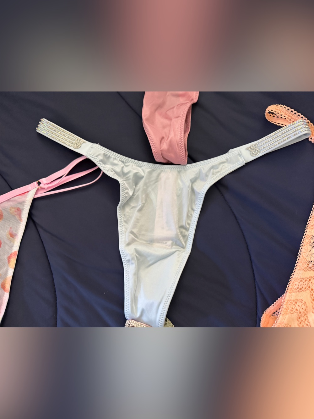 Victoria's Secret Silver Shiny Thong Panty